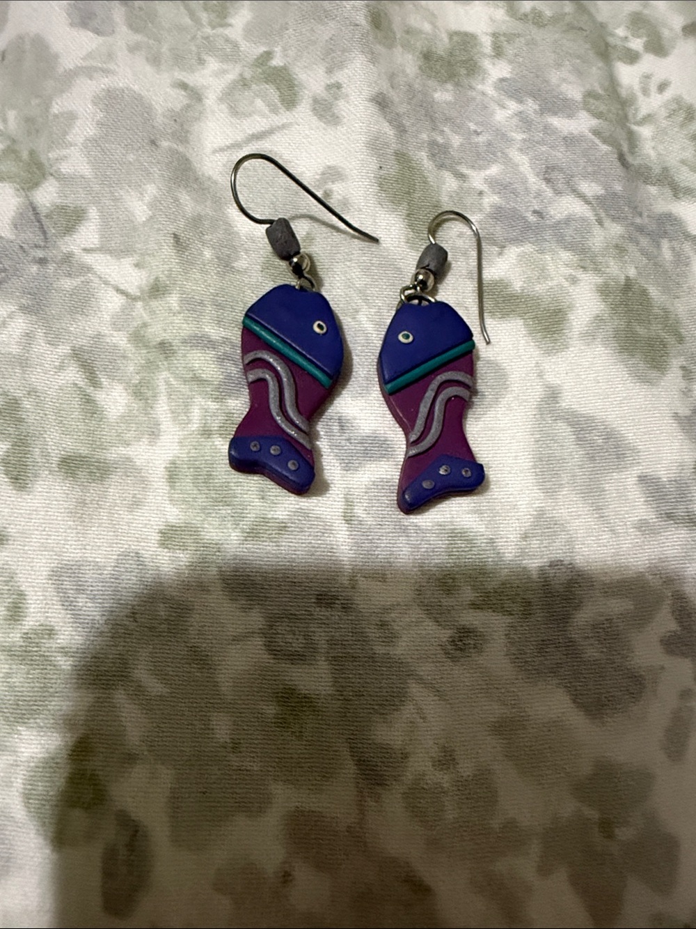 Handmade Purple Fish Earrings - Unbranded